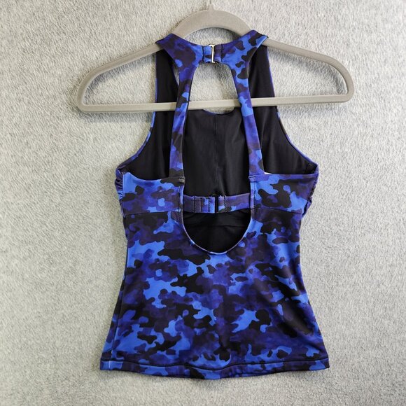 Athleta Tankini Womens 32 B/C Blue Camo Maldives Bra Cup Modest Swimsuit Top - Picture 15 of 16